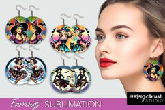 Witch Earrings PNG - Retro Halloween Earrings Sublimation Product Image 1