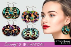 Witch Earrings PNG - Retro Halloween Earrings Sublimation Product Image 1