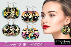 Witch Earrings PNG - Retro Halloween Earrings Sublimation Product Image 1