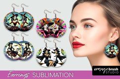 Witch Earrings PNG - Retro Halloween Earrings Sublimation Product Image 1
