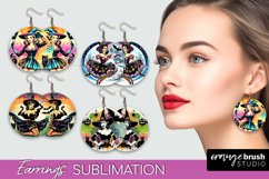 Witch Earrings PNG - Retro Halloween Earrings Sublimation Product Image 1