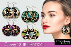 Witch Earrings PNG - Retro Halloween Earrings Sublimation Product Image 1