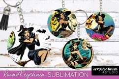 Retro Halloween Keychain - Witch Keychain Sublimation 4 PNG Product Image 1