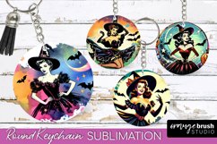 Retro Halloween Keychain - Witch Keychain Sublimation 4 PNG Product Image 1
