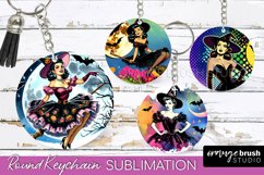 Retro Halloween Keychain - Witch Keychain Sublimation 4 PNG Product Image 1
