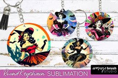 Retro Halloween Keychain - Witch Keychain Sublimation 4 PNG Product Image 1