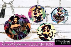 Retro Halloween Keychain - Witch Keychain Sublimation 4 PNG Product Image 1