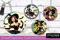 Retro Halloween Keychain - Witch Keychain Sublimation 4 PNG Product Image 1