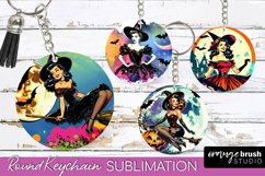 Retro Halloween Keychain - Witch Keychain Sublimation 4 PNG Product Image 1