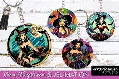 Retro Halloween Keychain - Witch Keychain Sublimation 4 PNG Product Image 1