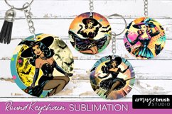 Retro Halloween Keychain - Witch Keychain Sublimation 4 PNG Product Image 1