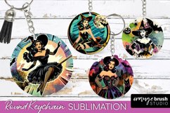 Retro Halloween Keychain - Witch Keychain Sublimation 4 PNG Product Image 1