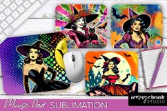 Witch Mouse Pad - Retro Halloween Mousepad Sublimation PNG Product Image 1