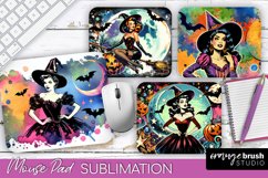Witch Mouse Pad - Retro Halloween Mousepad Sublimation PNG Product Image 1