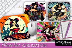 Witch Mouse Pad - Retro Halloween Mousepad Sublimation PNG Product Image 1