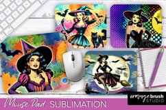 Witch Mouse Pad - Retro Halloween Mousepad Sublimation PNG Product Image 1