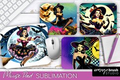 Witch Mouse Pad - Retro Halloween Mousepad Sublimation PNG Product Image 1