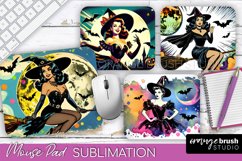 Witch Mouse Pad - Retro Halloween Mousepad Sublimation PNG Product Image 1
