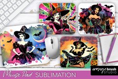 Witch Mouse Pad - Retro Halloween Mousepad Sublimation PNG Product Image 1