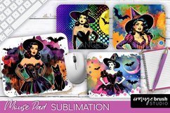 Witch Mouse Pad - Retro Halloween Mousepad Sublimation PNG Product Image 1