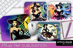 Witch Mouse Pad - Retro Halloween Mousepad Sublimation PNG Product Image 1