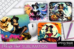 Witch Mouse Pad - Retro Halloween Mousepad Sublimation PNG Product Image 1