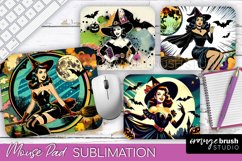Witch Mouse Pad - Retro Halloween Mousepad Sublimation PNG Product Image 1