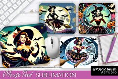 Witch Mouse Pad - Retro Halloween Mousepad Sublimation PNG Product Image 1