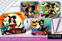 Witch Mouse Pad - Retro Halloween Mousepad Sublimation PNG Product Image 1