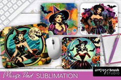 Witch Mouse Pad - Retro Halloween Mousepad Sublimation PNG Product Image 1