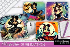 Witch Mouse Pad - Retro Halloween Mousepad Sublimation PNG Product Image 1