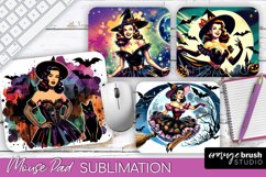 Witch Mouse Pad - Retro Halloween Mousepad Sublimation PNG Product Image 1