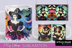 Witch Mug Wrap - Retro Halloween Mug Sublimation Designs Product Image 1