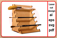 Laser cut Brush holder box SVG template digital download Product Image 1