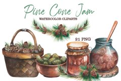 Pine cone jam watercolor clipart Product Image 1