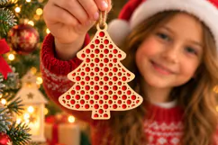 Pine Tree Bauble Laser Cut Wood File, Christmas Ornament SVG Product Image 1