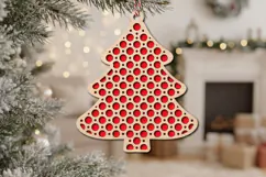 Pine Tree Bauble Laser Cut Wood File, Christmas Ornament SVG Product Image 2