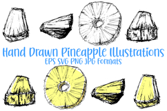 Pineapple Fruit Slices Ring Illustration Hand Drawn Sketch PNG SVG