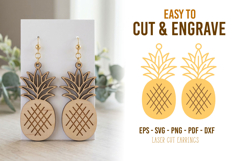 Pineapple Earrings, Easy to Cut and Engrave SVG Template Product Image 1