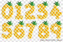 Cute pineapple numbers PNG fruit summer clipart EPS SVG Product Image 1