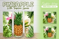 Pineapple with Tropical Leaves Tumbler Wrap for Sublimation