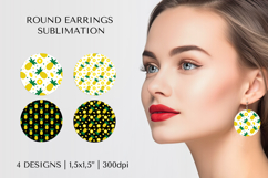 Pineapple earrings sublimation. Summer round earrings PNG 15 Product Image 1