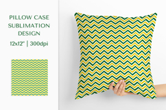 Green yellow zigzag lines Pillow Case Sublimation Design Product Image 1