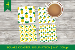 Pineapple square coaster sublimation. Summer coaster PNG 14 Product Image 1