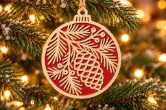 Pinecone Christmas Ornament SVG, Laser Cut Glowforge File Product Image 2