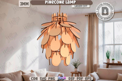 Pinecone Lamp Laser Cut|Modern Pendant Light|Home Decor SVG Product Image 1