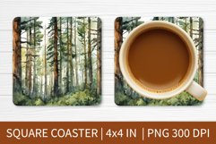 Forest PNG | Square Coaster Sublimation Design Product Image 1