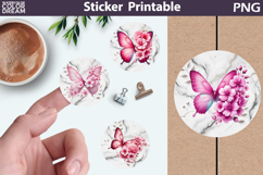 Butterfly Sticker | Pastel Pink Butterfly Round Sticker Product Image 1