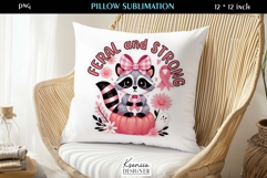 Feral &amp; Fighter Raccoon Breast Cancer Pillow Product Image 1