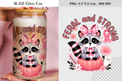 Breast Cancer Awareness|Cute Raccoon|16 Oz Glass Can Product Image 1